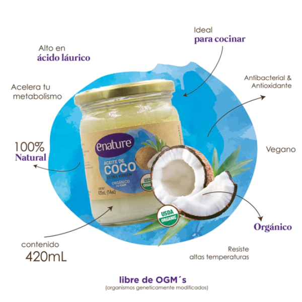 Aceite de coco orgánico virgen Enature 420 ml – Tiendas Vía Verde